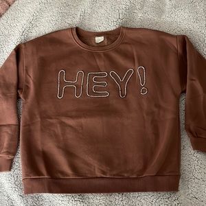 Zara Girls Rhinestone Crewneck. “Hey!”